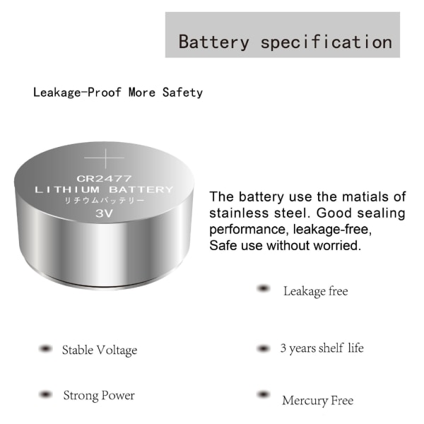 Set med pålitliga och stabila knappcellsbatterier 950mAh 3V CR2477 myntbatterier null - 20