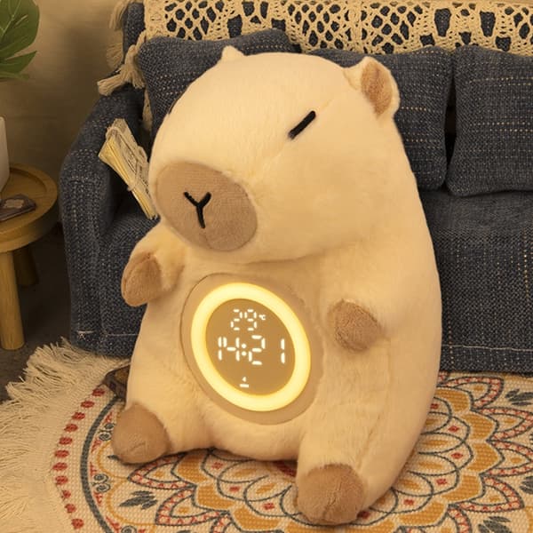 Capybaras Børnevækkeur, Polyester USB Genopladelig, Dæmpbar