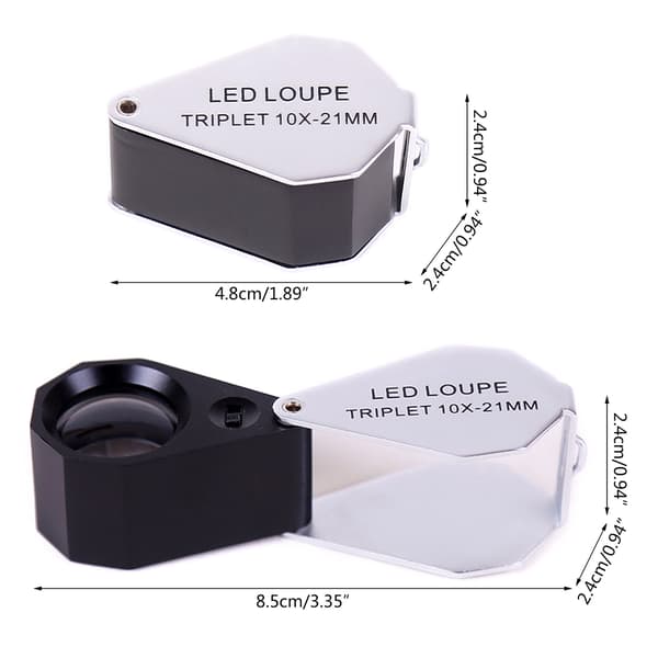 Vikbar 10x förstoring Triplet- Optisk Lins Juvelerarlupp- Förstoringsglas- Present