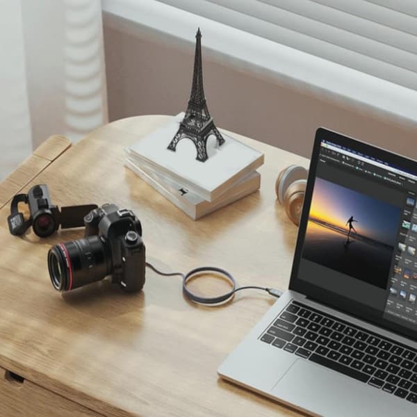 100cm Nylonflätad Anslutningskabel Videokabel
