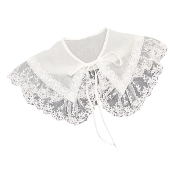 Pastoral Style Sheer Mesh False Collar Sjal för kvinnor Flickor Volanger Broderi Blommor Spets Halsband Wrap Dickey Cape