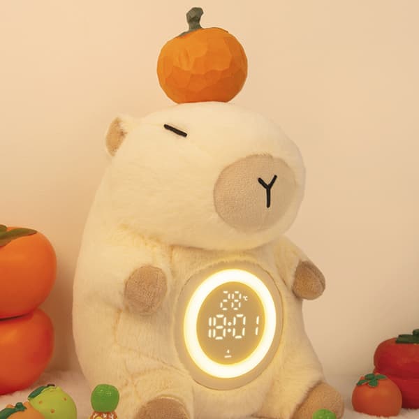 Capybaras Børnevækkeur, Polyester USB Genopladelig, Dæmpbar