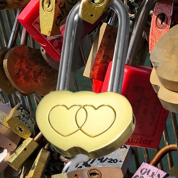 Love Heart Lock Hjärta Hänglås Love You Forever Bokstäver Dubbla hjärtan Prydnad för älskare Bröllop Alla hjärtans dag Resematerial null - 1