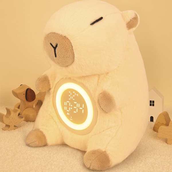 Capybaras Børnevækkeur, Polyester USB Genopladelig, Dæmpbar