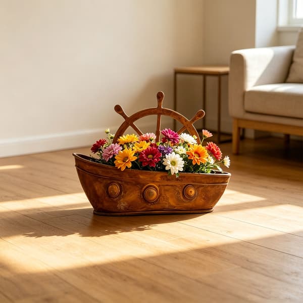 Båt Kruka Järn Blomhållare Båtformad Järnplanterare för Balkongdisplay