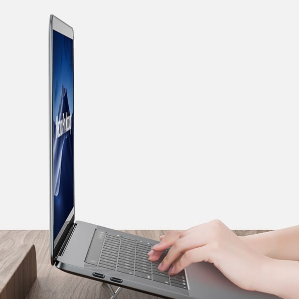 Laptopställ i aluminium Osynligt fäste Mini Portabelt stativ Telefon Värmeminskning Grey