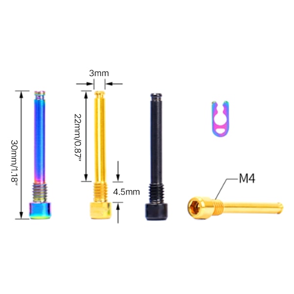 Cykler Hydrauliske Skivebremseklods Bolte Cykel 4mm Titanium Legering Fikseringsstift Indsats Gold