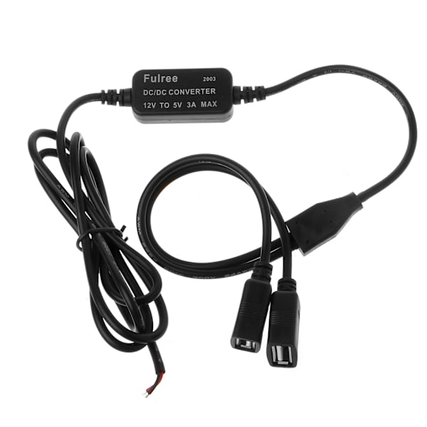 Billader Dobbel USB Hunnplugg 12V til 5V 3A for DC til for DC Strømforsyning Konv.