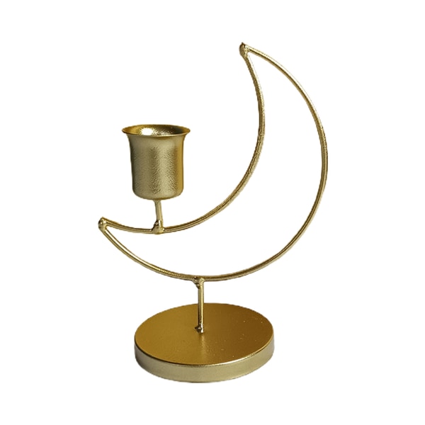 Kynttilänjalka pilarikynttilöitä varten Metallinen kynttilänjalka kuun muotoinen kynttilänjalka työpöydän kynttiläkoristelu hääjuhliin