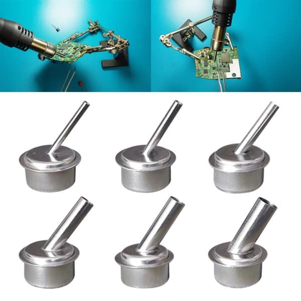 6 stk. erstatningsluftdyser for Quick 861DW/861X varmluftspistol - 45° bøy