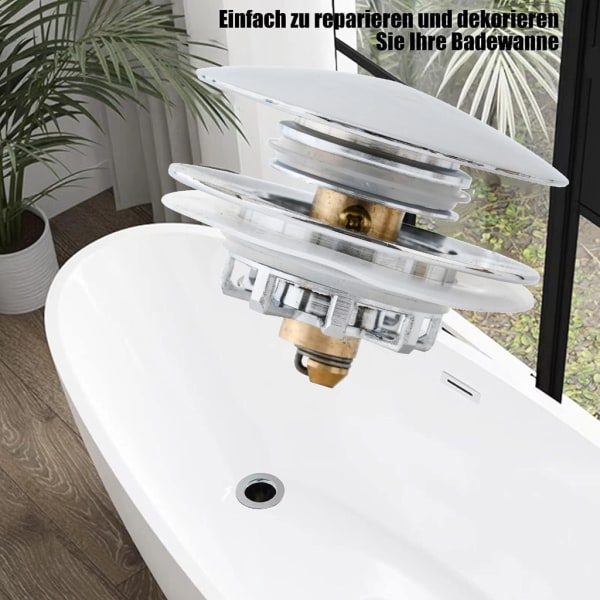 Slitstarkt cover för badkar med anti-tilltäppningsfilter Diskbänksavloppspropp Pålitlig badkarsplugg Legering+mässingsplugg Ingen rörelse