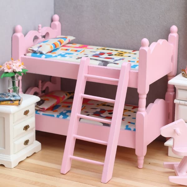1:12 Pink Køjeseng Figur Miniature Møbler Scene Rekvisitter Køjeseng