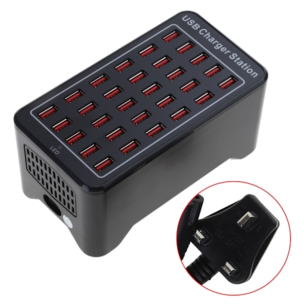 Multiport Power Station Vegglader Telefonadapter USB Desktop Multiport Hurtiglader for kjøpesentre Hotellskole
