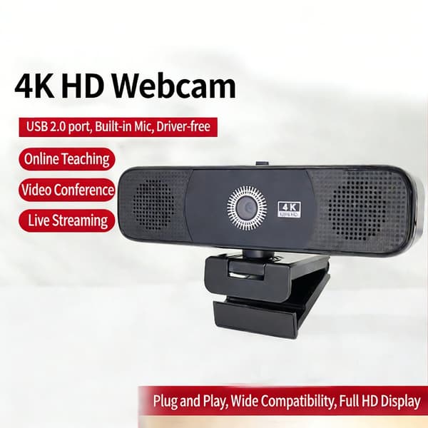 Kompakt USB2.0 Webcam med støjreducerende mikrofon til computerkamera 4KHD