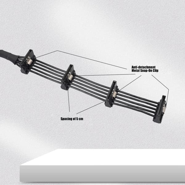 6Pin til SATA strømkabel til modulære PSU'er harddisk 4-port 50 cm sort