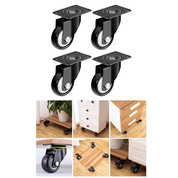 Huonekalupyörät 2,5" universal kierteitetyt pyörät Yksinkertainen asennus null - B