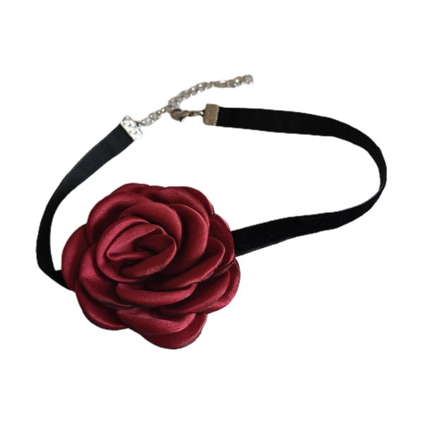Rose Velvets halsband fransk nyckelben kedja söt krage kvinnor flicka smycken gåva Wine red