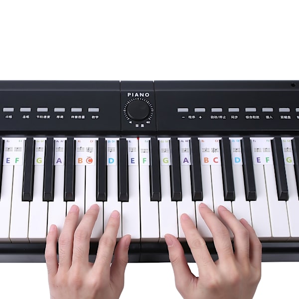 Pianon musiikkinäppäintarra, pianon nuottimerkintäpeitto nuottikirjoituksella Color 88 keys