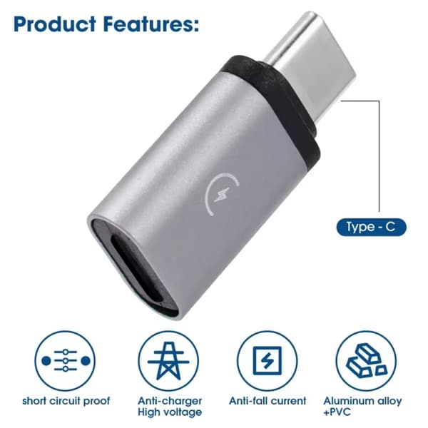 8-pin hunn til USB C hann adapter for hurtiglading og dataoverføring