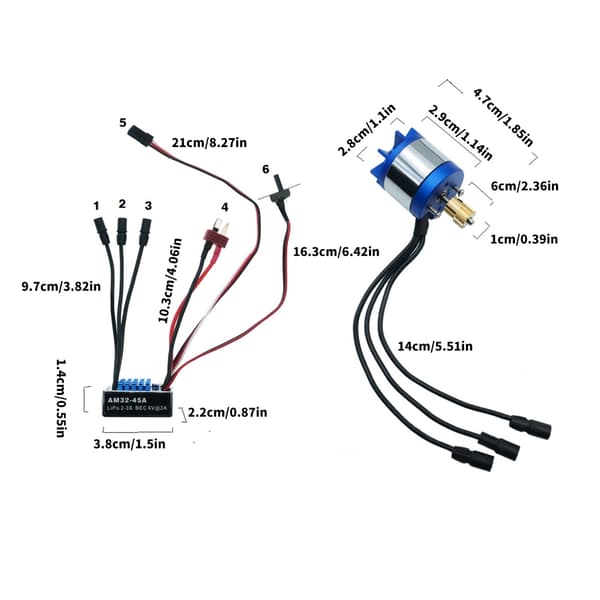 Extern motor 2100KV med AM32 45A ESC modifierade kit för fjärrstyrd bil