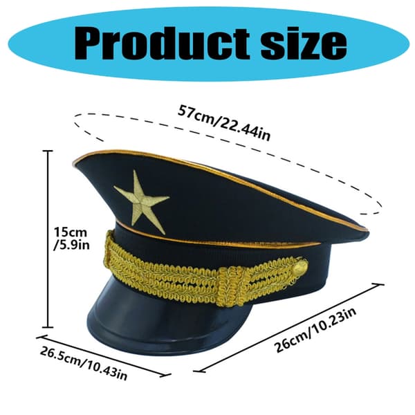 Officer Hatt för Män med Stjärnapplikation, Praktisk Polyester och Andningsbart Foder