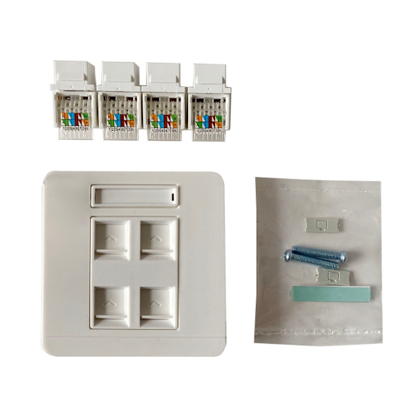 CAT6 UTP-nätverksmodul Verktygsfri RJ45-kontakt Fyrports Gigabit nätverksväggpanel 3,4x3,4 tum Verktygsfri modul