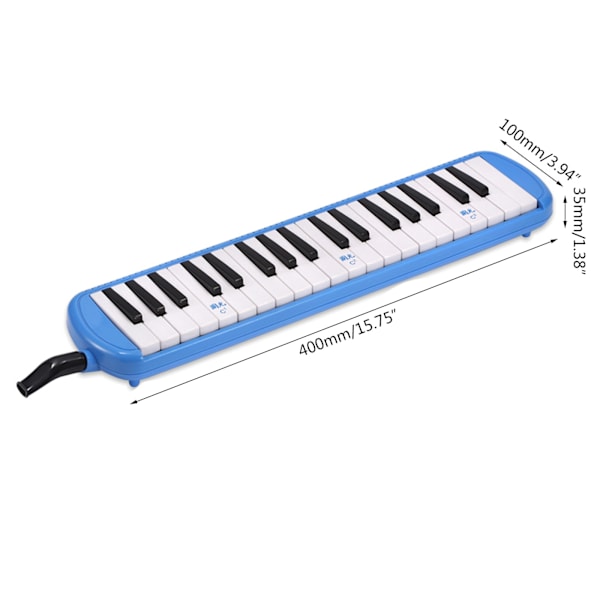 32 Tangenter Melodica Instrument Keyboard Luftklaver med Langt Rør, Korte Mundstykker Black Soft Case