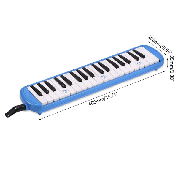 32 Tangenter Melodica Instrument Keyboard Luftklavier med Langt Rør, Korte Mundstykker Black Hard Pack