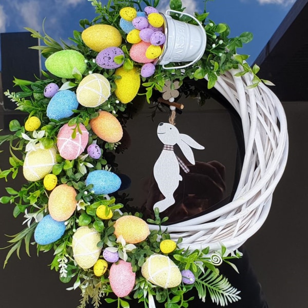 Påsk krans konstgjord kanin girland simulering ägg blomma girlander null - A