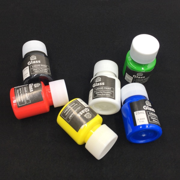 Set 6 färger akvarellfärg Premium flytande akrylpigment Passar för stenduk Träkeramiskt tyg null - B