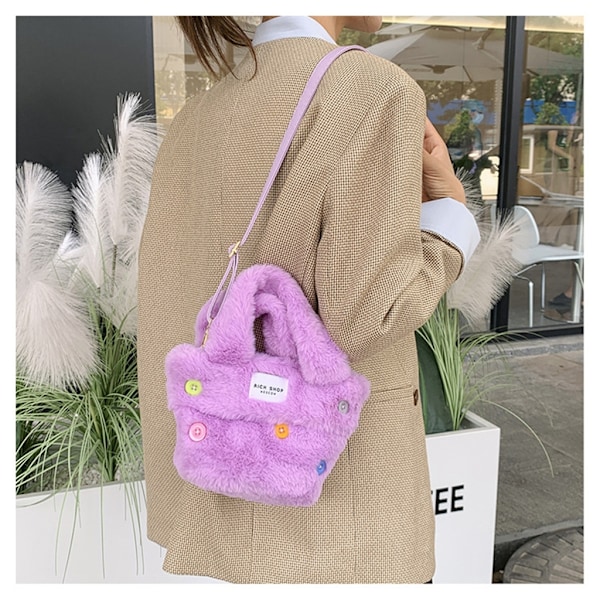2023 NY Crossbody-väska för flickor, kvinnor, trendig plyschväska med stor kapacitet Pink