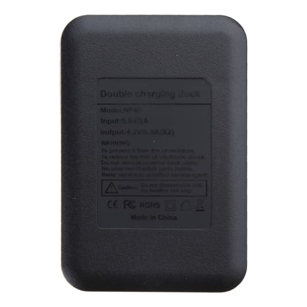 NP40 To-spors litiumbatterilader for CDR10-batteri 5V 2A 10W Micro USB