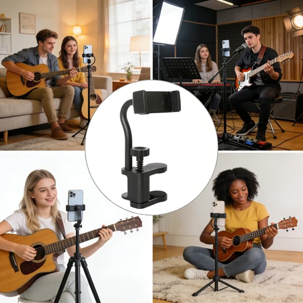Multifunksjonell tykk gitar mobiltelefonholder Justerbar gitartelefonholder