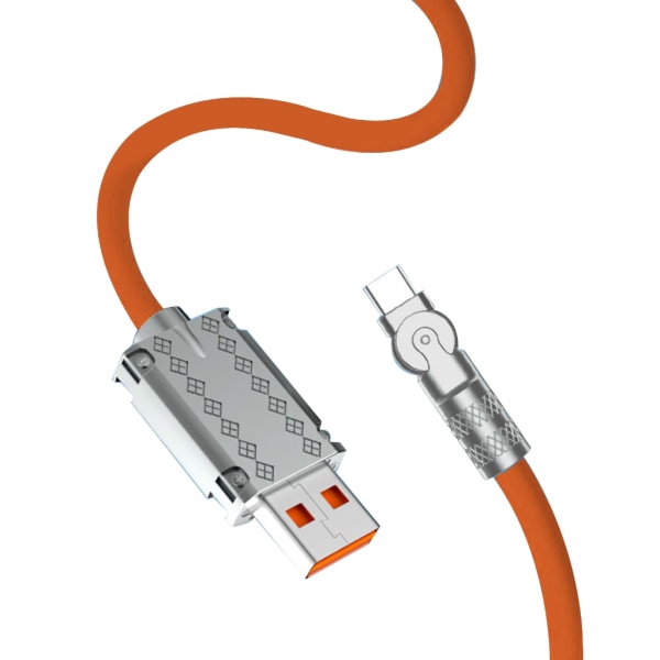 1m/3,3FT kabel Laddningskabel 180 graders fri rotation Telefonladdarkabel Silikonytor och kopparkärna Gjord hållbar Orange