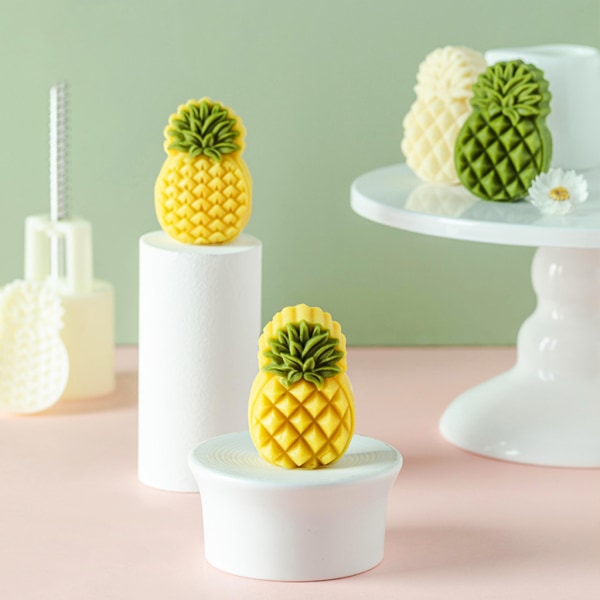 Ananas/lotusform DIY Mooncake Formar Handpress Mooncake Cutters i plast null - 3