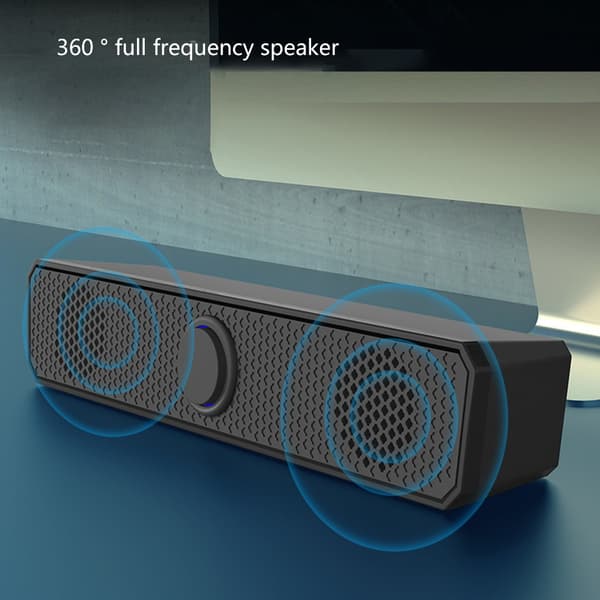 Mini Soundbar til PC Desktop Computer Bærbare Computere Sort