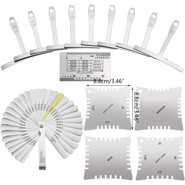 15 stk. strengeaktionsmåler guitar luthier værktøjer understreng radius strengtykkelse
