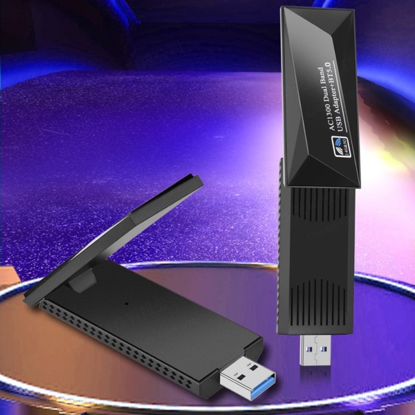 WiFi Adapter USB3.0 1300M Trådlös Mottagare Sändare DualBand 2,4/5GHz För PC Stationär Laptop Nätverkskort
