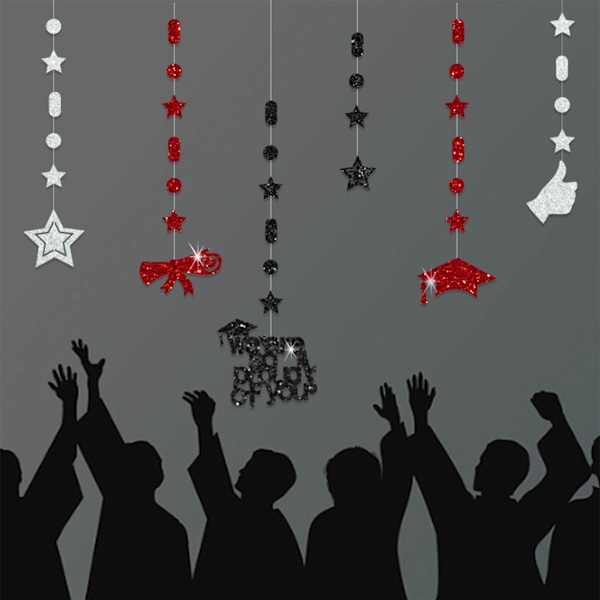 1 sæt Graduation Papir Bannere Tillykke Fest Dekorationer Stjerneophæng Ornament 5