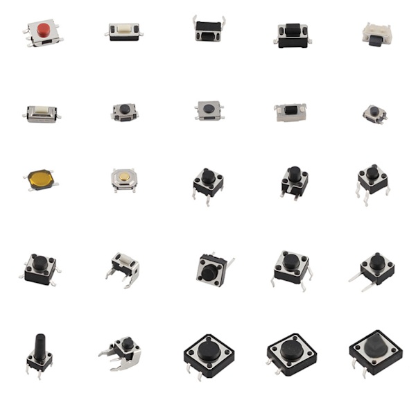 25 värden Taktil tryckknappsbrytare 125st SMD DIP 4 pin/3 pin/2 pin Micro Tact