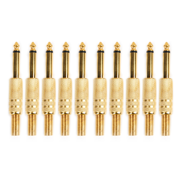10 kpl kullattu 6,35 mm uros 1/4 monojakkipistoke o liittimen juotos