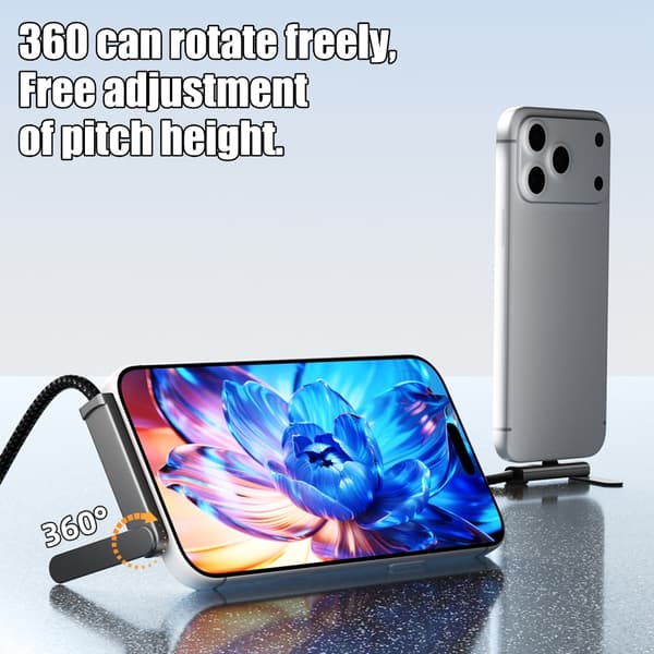 USB C til DisplayPort videokabel med sammenleggbart stativ, 16K 60Hz DP2.1 80Gbps