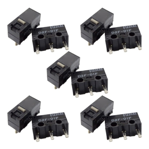 10 stk Mus MicroSwitch D2F Museknapp Fretting-brytere Japan Blue Dot Limit Switches 10 millioner liv