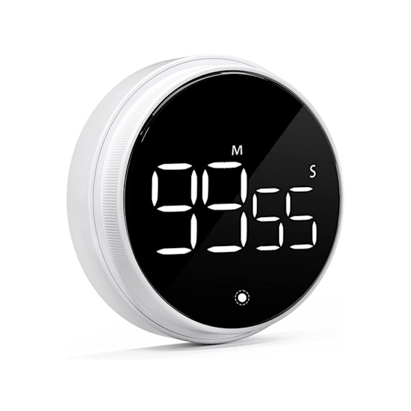 Magnetisk digital timer - Kökstimer med roterande timer för matlagning, studier och träning White