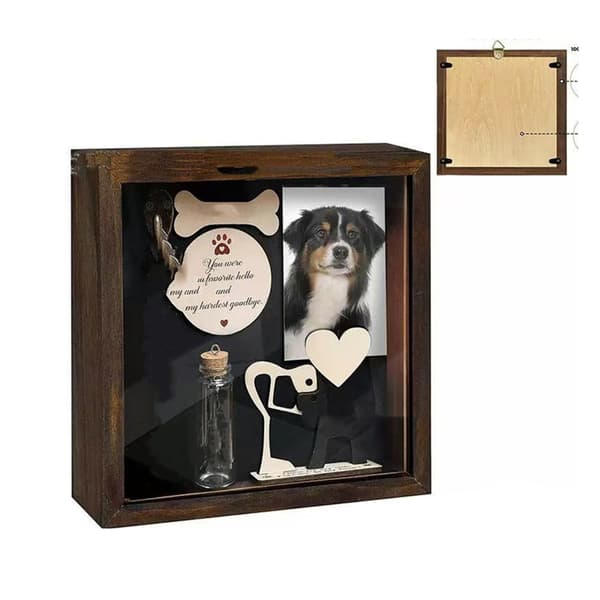 Kæledyrsminde Skyggeboks Kæledyrsminde Display Case Træ Kæledyrsbilledramme