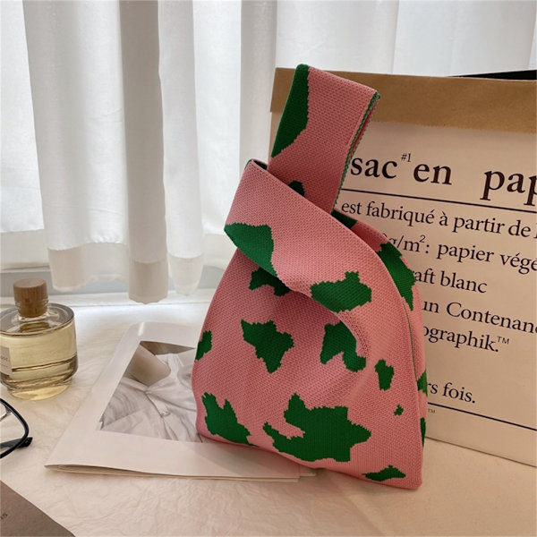 Strikk håndveske vesker for kvinner Japansk uformell handlepose Knot håndvesker Tote A