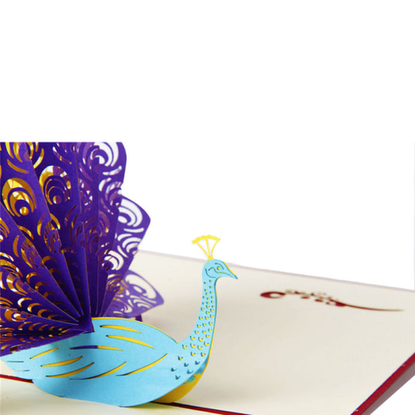 3D för Pop Up färgglada Peacock gratulationskort Tack meddelande välsigna kort Accessor Purple