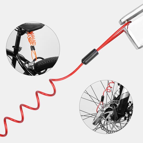 Motorcykel Påminnelsekabel Skivbromslås Stöldskydd Fjäderwire Säkerhetskabel Black 1.5m
