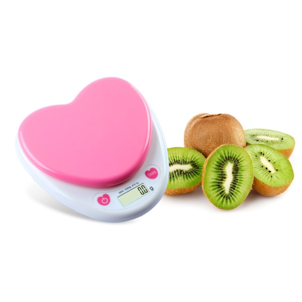 Sweet Heart-formad bärbar Kithcen-våg digital vikt med gram LCD-skärm Matvåg Batteridriven för matlagning Bakning Viktmätningsverktyg  5kg