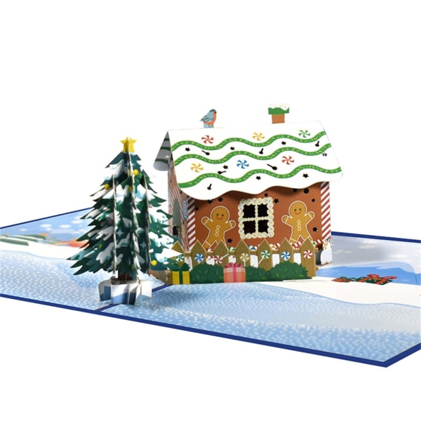Julkort Musik Guldstämpling 3D tredimensionell julgran Söt snögubbe tecknad jultomte